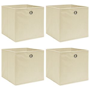 vidaXL Bo&icirc;tes de rangement 4 pcs Cr&egrave;me 32x32x32 cm Tissu