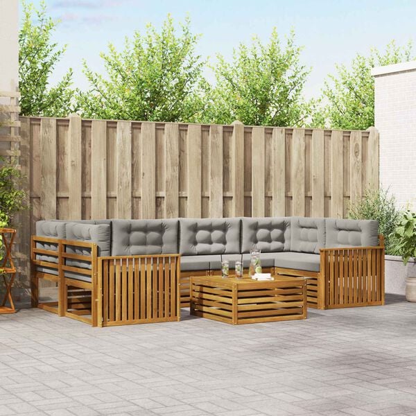 vidaXL Ensemble de canap&eacute;s d'ext&eacute;rieur 7 pcs Gris Naturel et Clair