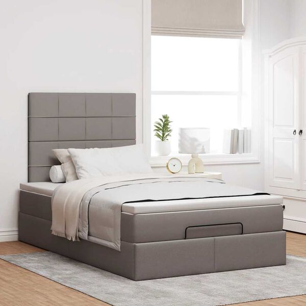 vidaXL Cadre de lit ottoman avec matelas taupe 120x200 cm tissu