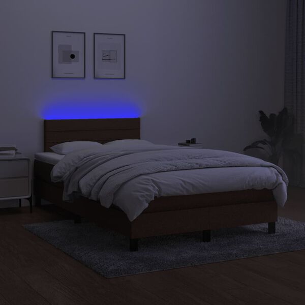 vidaXL Sommier &agrave; lattes de lit matelas et LED marron fonc&eacute; 120x190 cm