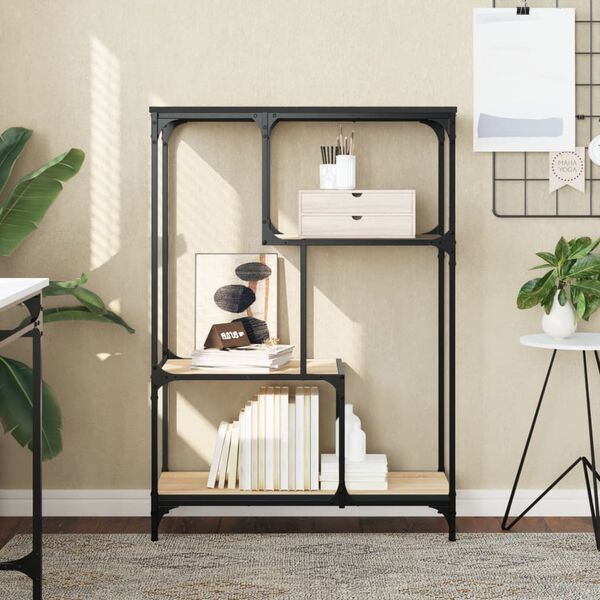 vidaXL Bibliothèque chêne sonoma 81x36x115 cm bois ingénierie et acier