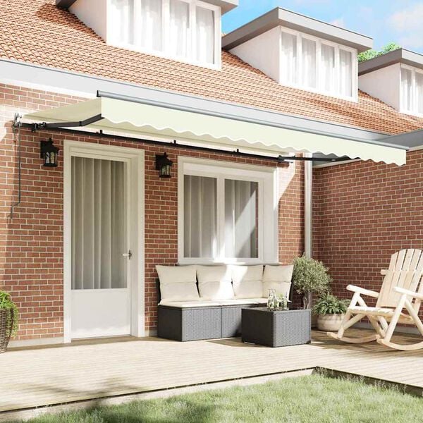 vidaXL Auvent R&eacute;tractable Cr&egrave;me 400 x 200 cm tissu