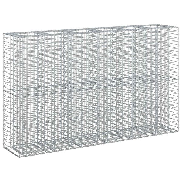 vidaXL Lit sur&eacute;lev&eacute; gabion 3 pcs Argent&eacute; 250 x 50 x 150 cm