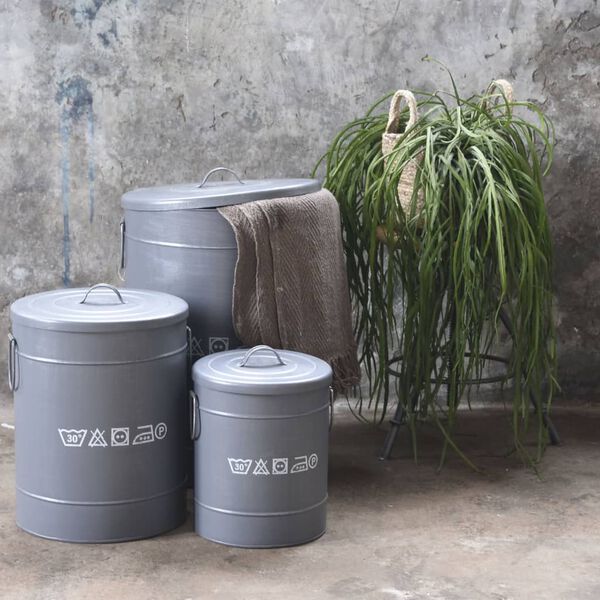 LABEL51 Panier &agrave; linge 32x32x43 cm M Gris antique