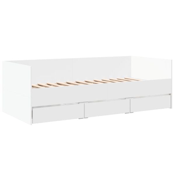 vidaXL Lit de jour avec tiroirs sans matelas blanc 75x190 cm