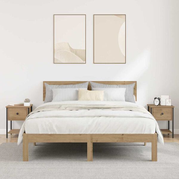 vidaXL Table de chevet 2 pcs Ch&ecirc;ne artisanal 34 x 35,5 x 45 cm