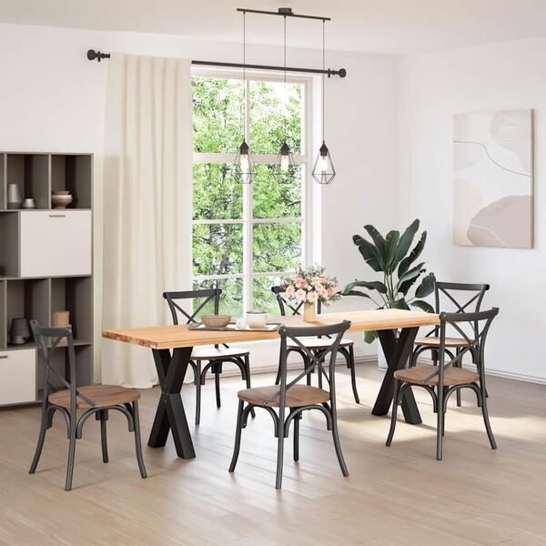 vidaXL Pieds de table à manger en forme de X, 2 pièces, noir, 50 x (72-73) cm, acier