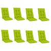 vidaXL Chaises inclinables de jardin et coussins lot de 8 Teck solide