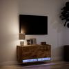 vidaXL Meuble TV mural avec lumi&egrave;res LED ch&ecirc;ne fum&eacute; 80x31x35 cm