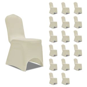 vidaXL Housses &eacute;lastiques de chaise Cr&egrave;me 18 pcs