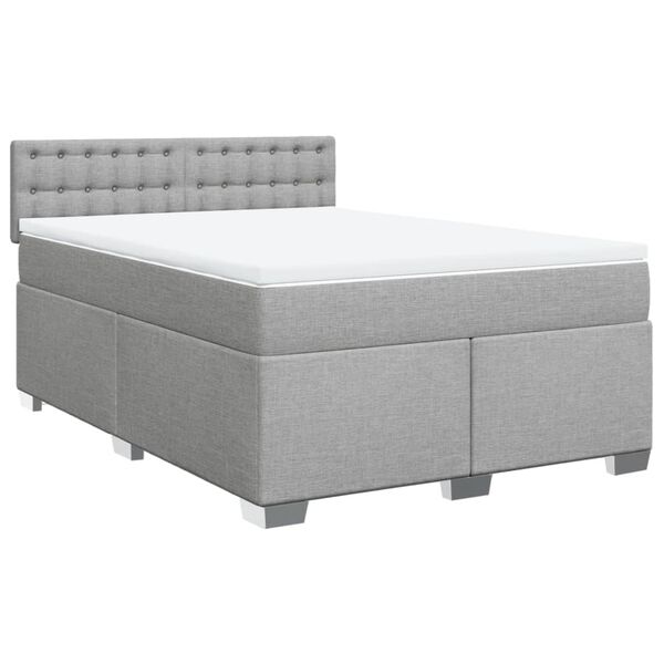 vidaXL Sommier &agrave; lattes de lit avec matelas Gris clair 160x200cm Tissu