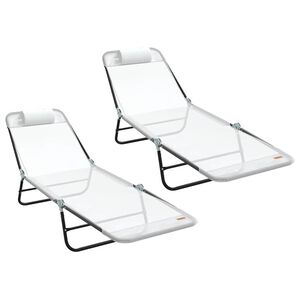 vidaXL Chaise longue pliante 2 pc Textil&egrave;ne Cr&egrave;me