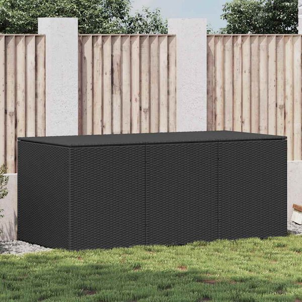 vidaXL Boîte de rangement de jardin Résine tressée 180x90x70 cm Noir