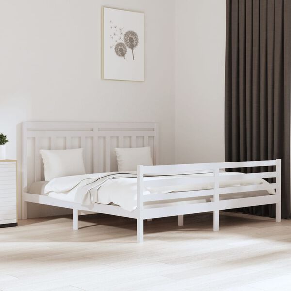 vidaXL Cadre de lit sans matelas blanc 180x200 cm bois massif