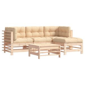 vidaXL Ensemble de salon de jardin 5 pc Brun cire Bois de pin massif