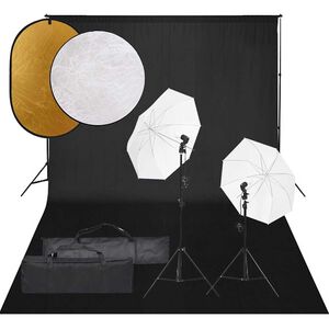vidaXL Kit de studio photo avec &eacute;clairage toile de fond et r&eacute;flecteur
