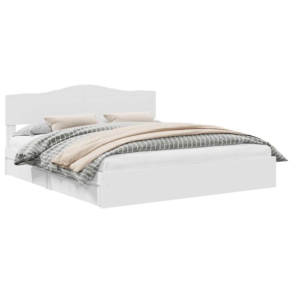 vidaXL Lit de Rangement Blanc 200 x 200 cm Bois d'ing&eacute;nierie