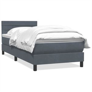 vidaXL Sommier &agrave; lattes de lit et matelas gris fonc&eacute; 90x220 cm velours