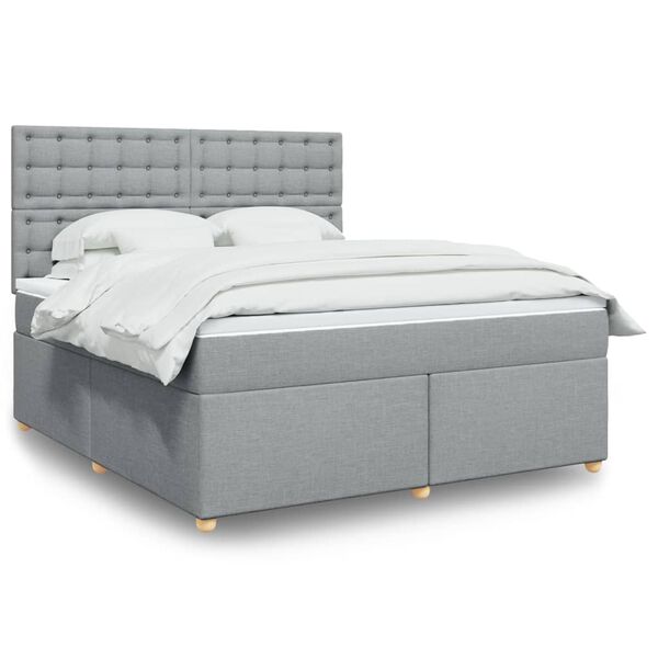 vidaXL Sommier &agrave; lattes de lit avec matelas Gris clair 180x200cm Tissu