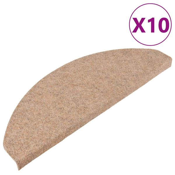 vidaXL Tapis d'escalier auto-adhésifs 10 pcs beige 65x22,5x3,5 cm