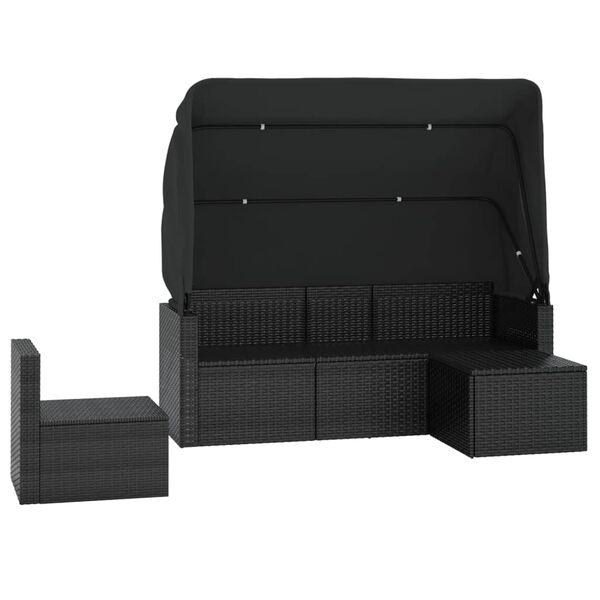 vidaXL Salon de jardin 4 pcs avec coussins noir r&eacute;sine tress&eacute;e