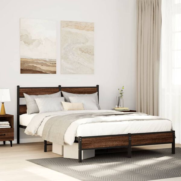 vidaXL Cadre de lit sans matelas ch&ecirc;ne marron 140x200 cm