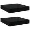 vidaXL &Eacute;tag&egrave;re murale flottante 2 pcs Noir brillant 23x23,5x3,8 cm MDF