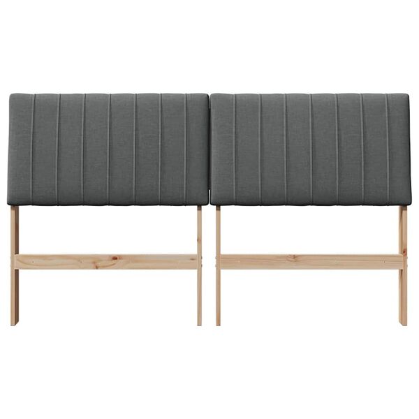 vidaXL T&ecirc;te de lit capitonn&eacute;e Gris fonc&eacute; 150 cm Pin massif