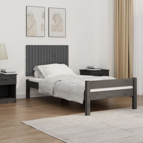 vidaXL T&ecirc;te de lit murale Gris 95,5x3x60 cm Bois massif de pin