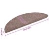 vidaXL Tapis d'escalier auto-adh&eacute;sifs 15 pi&egrave;ces 56 x 17 x 3 cm Marron clair Demi-rond