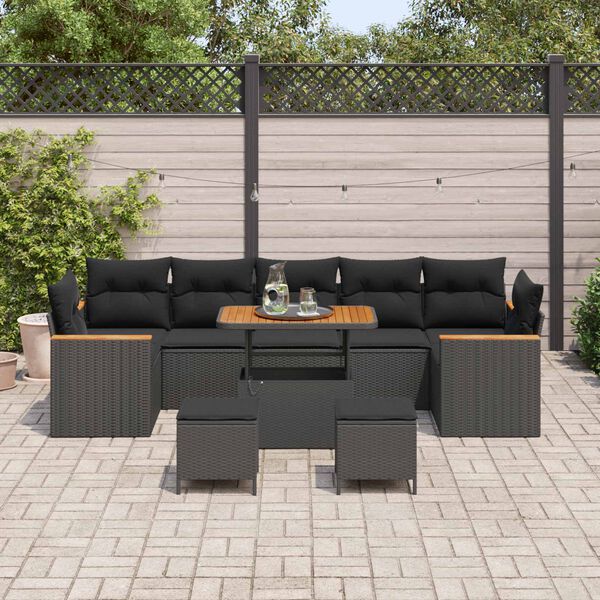 vidaXL Ensemble de canap&eacute; de jardin 10 pcs Noir Poly rotin