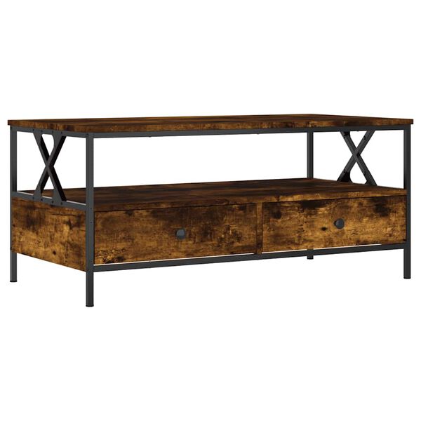 vidaXL Table basse ch&ecirc;ne fum&eacute; 100x51x45 cm bois d'ing&eacute;nierie