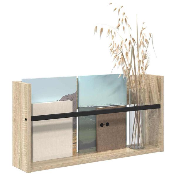 vidaXL &Eacute;tag&egrave;re &agrave; magazines avec &eacute;tag&egrave;re Ch&ecirc;ne Sonoma 60 x 12 x 30 cm