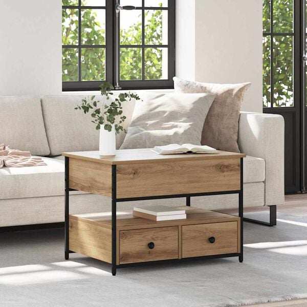 vidaXL Table basse Ch&ecirc;ne artisanal 70 x 50 x 54.5 cm Bois d'ing&eacute;nierie