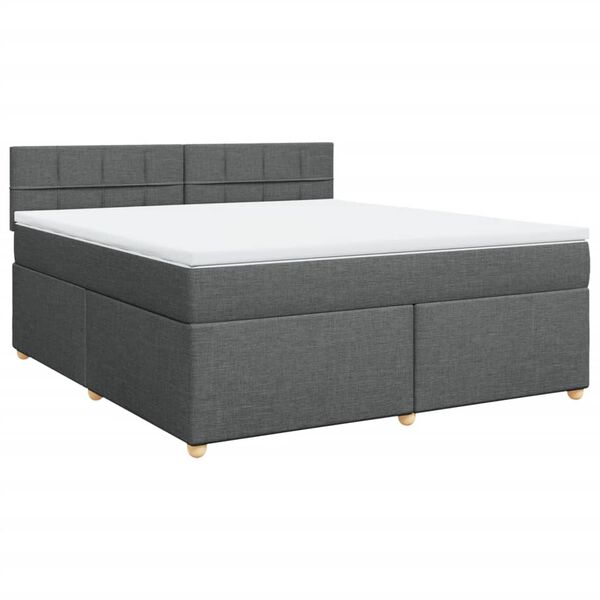 vidaXL Sommier &agrave; lattes de lit avec matelas Gris fonc&eacute; 180x200cm Tissu