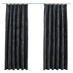 vidaXL Rideaux occultants et crochet 2pcs Velours Anthracite 140x175cm