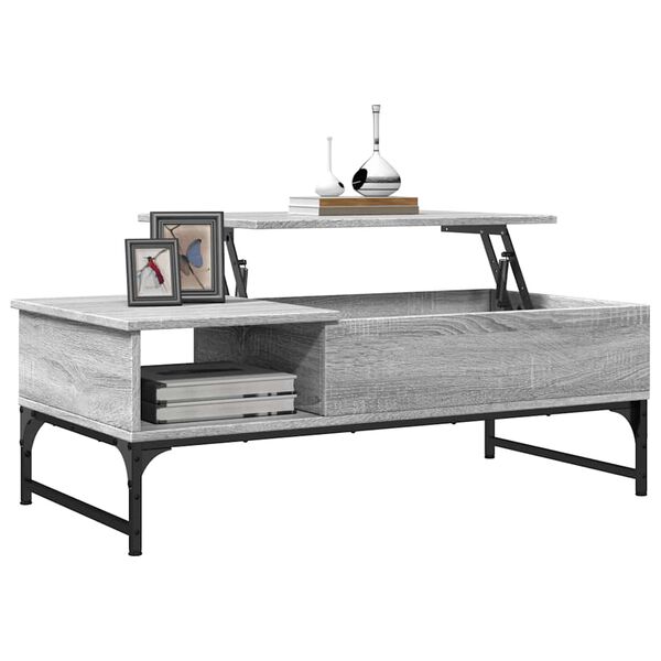 vidaXL Table basse sonoma gris 100x50x35 cm bois d'ing&eacute;nierie et m&eacute;tal