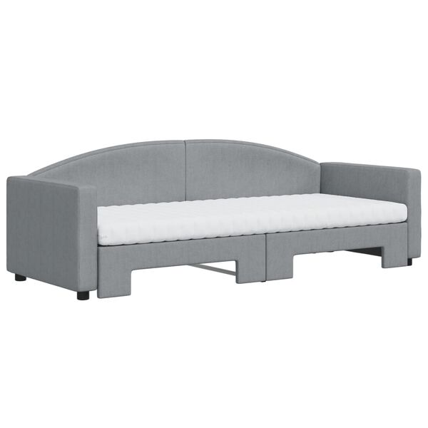 vidaXL Lit de jour avec gigogne et matelas gris clair 80x200 cm tissu