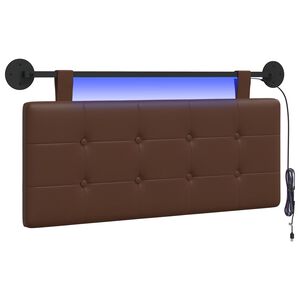 vidaXL T&ecirc;te de lit suspendue Avec lumi&egrave;re LED Marron Simili cuir