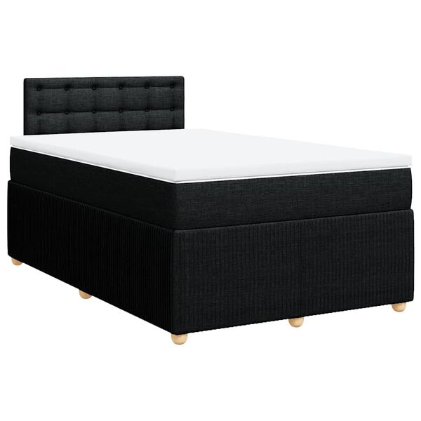 vidaXL Sommier &agrave; lattes de lit avec matelas noir 120x190 cm tissu