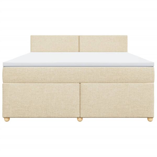 vidaXL Sommier &agrave; lattes de lit avec matelas Cr&egrave;me 180x200 cm Tissu