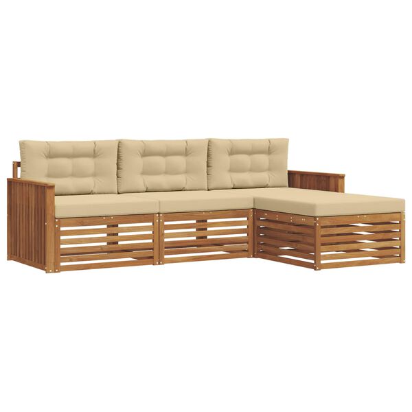 vidaXL Ensemble de canap&eacute;s d'ext&eacute;rieur 4 pcs Naturel et Beige