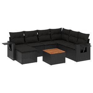 vidaXL Salon de jardin 8 pcs avec coussins noir r&eacute;sine tress&eacute;e