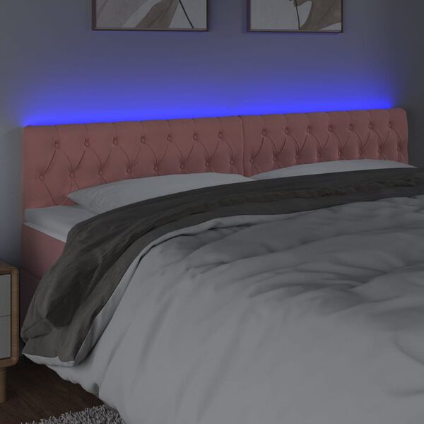 vidaXL T&ecirc;te de lit &agrave; LED Rose 180x7x78/88 cm Velours