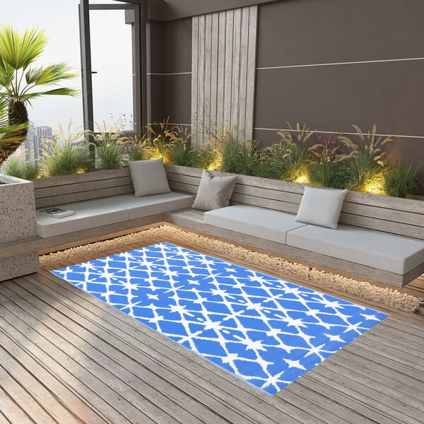 vidaXL Tapis d'extérieur ARAKIL bleu et blanc 190x290 cm PP
