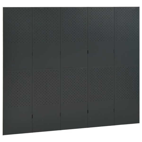 vidaXL Cloison de séparation 5 panneaux Anthracite 200x180 cm Acier