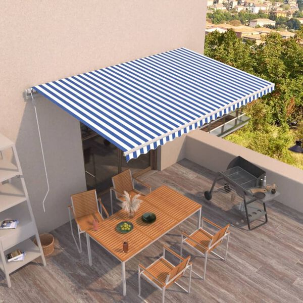 vidaXL Auvent r&eacute;tractable automatique 500x350 cm Bleu et blanc