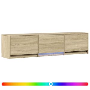 vidaXL Meuble TV avec LED avec LED Ch&ecirc;ne Sonoma 165 x 34 x 40 cm