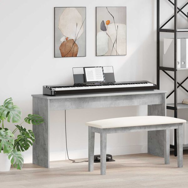 vidaXL Stand de clavier Gris b&eacute;ton 130 x 32 x 64 cm Bois d'ing&eacute;nierie
