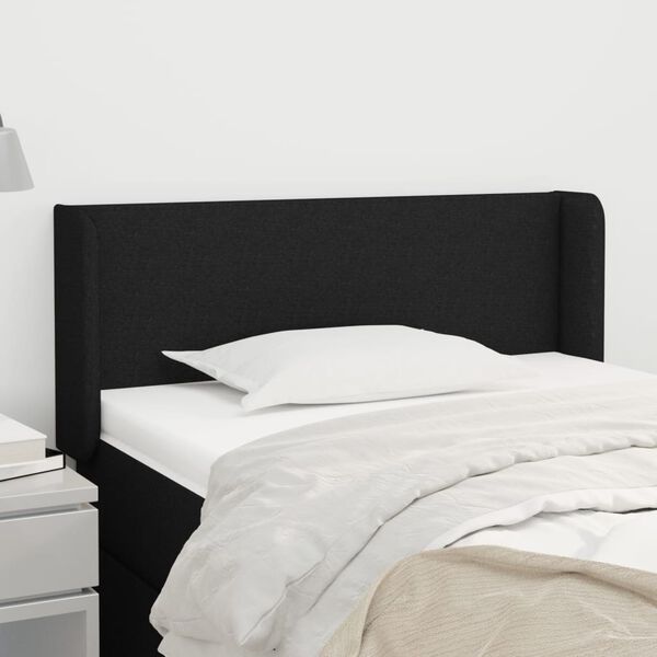 vidaXL T&ecirc;te de lit avec oreilles Noir 103x16x78/88 cm Tissu